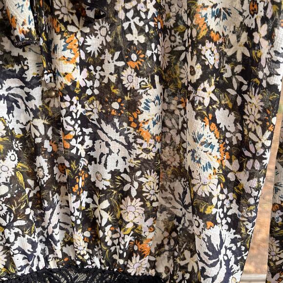 Free People Intimately Say It To Me Floral Print Bodysuit Black Combo Size XS - Picture 9 of 13